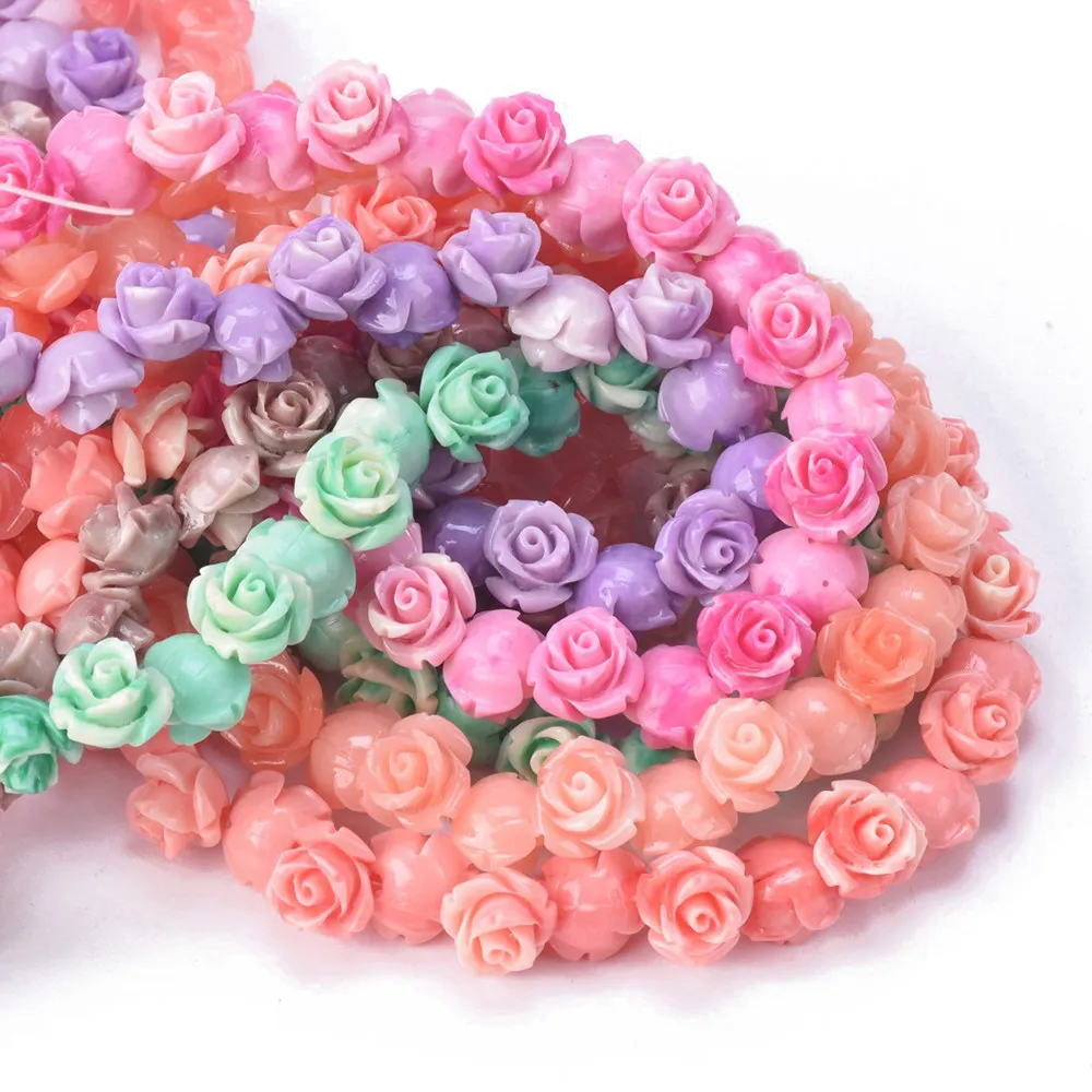 AsVrai U natürliche bunte glasierte Lampwork Blumenmuster Perlen runde lose Perl