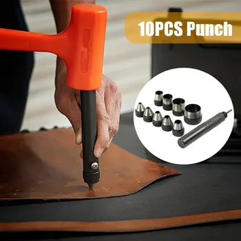 

10pcs Interchangable Heavy Duty Hollow Punch Kit Tool Set Gasket Leather Rubber Punching Leathercraft Perforating Craft Tools