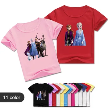 

Children Summer Short Sleeve T-Shirt Kid Girl Frozen Elsa Anna Olaf Print T Shirts For Baby Costumes Girl Top Tee O-Neck Clothes