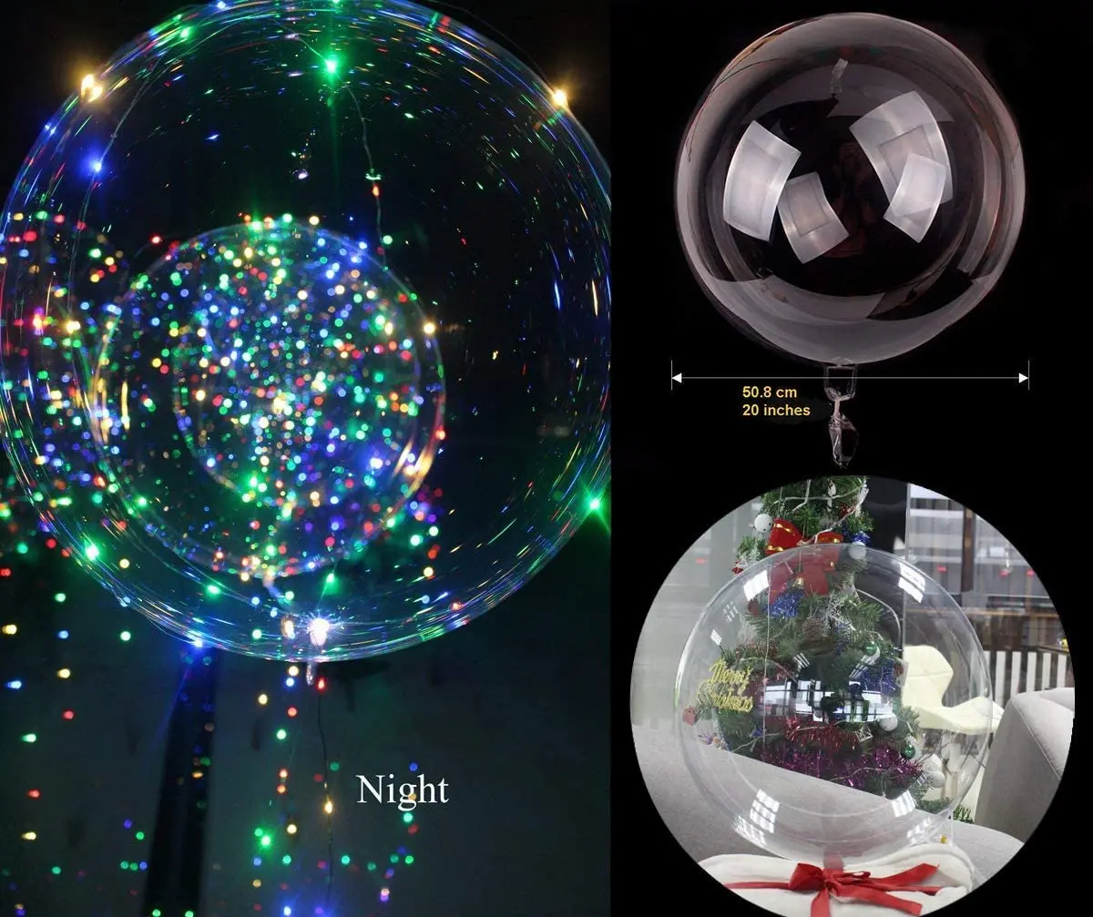 핸들 Led 풍선 라이트, 빛나는 투명 헬륨 보보 풍선, 웨딩 생일 파티 장식 LED 라이트 풍선, 10 개