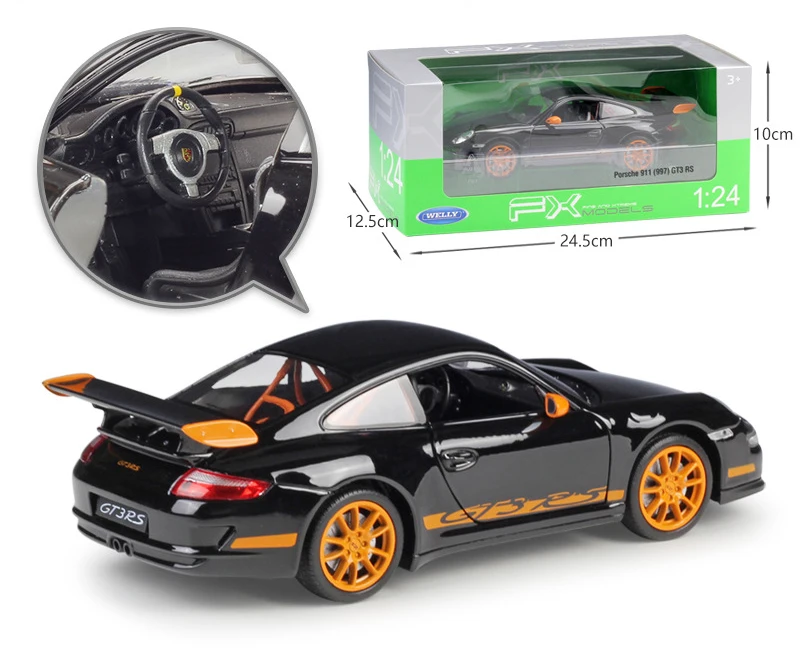 WELLY Модель автомобиля 1:24 Литой автомобиль игрушки Porsche 911(997) GT3 RS симулятор спортивный автомобиль металлический сплав игрушка автомобиль для детей Коллекция подарков