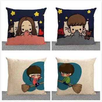 

Customized Anime lover pillow cover, cartoon couples Valentine's Day gifts throw pillow case Square Throw Pillowcase wholesale