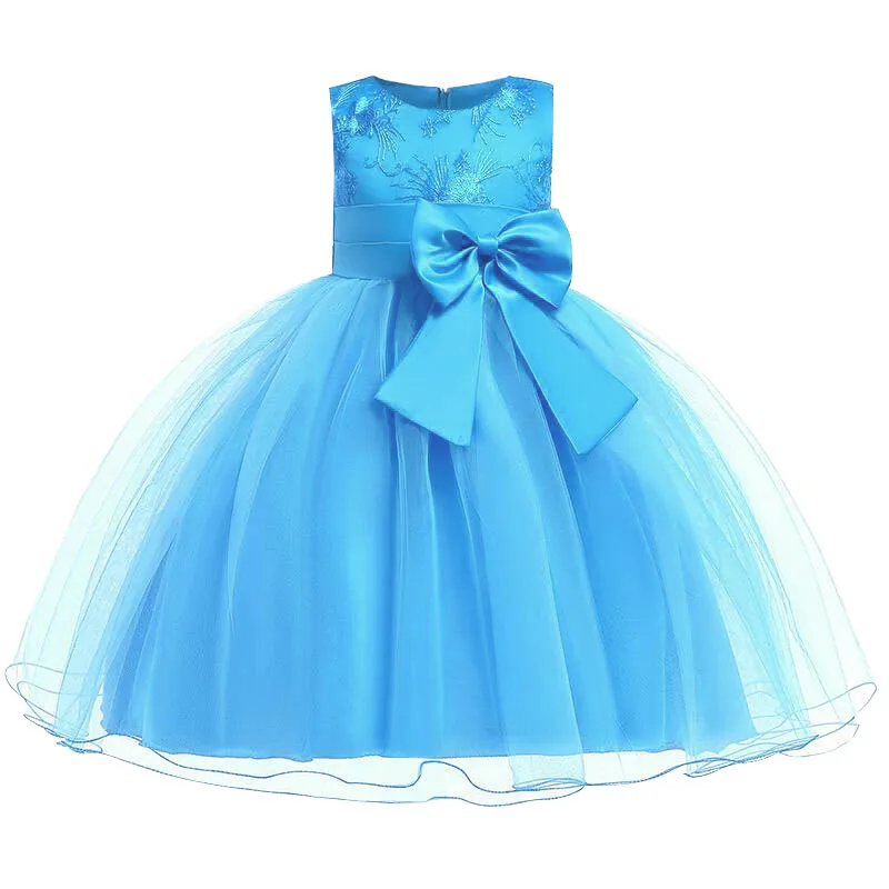 Summer school girl party dress Christmas New Year costume child's clothes party dress girl birthday dress - Цвет: sky blue