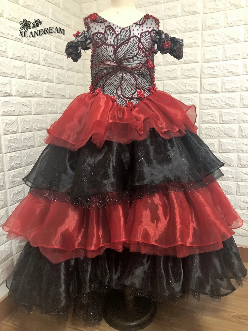 Детские платья для причастия vestido flores многослойная юбка с рюшами пышные платья для девочек, платье с цветочным принтом для девочек XD-74