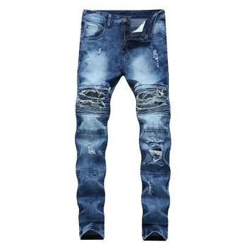 

Denim Designer Hole Jeans High Quality Ripped for Men Size 28-38 40 42 2020 Autumn Winter Plus Velvet HIP HOP Punk Streetwear