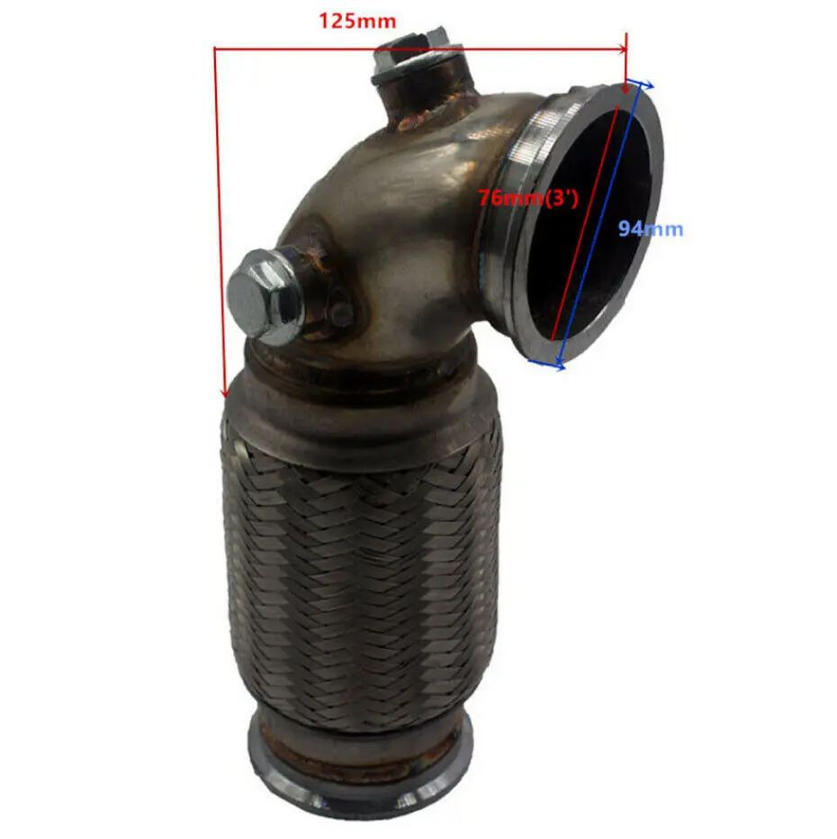 3" V Band Downpipe Low Profile 90 Degree w/ Flex Bellows Down pipe For