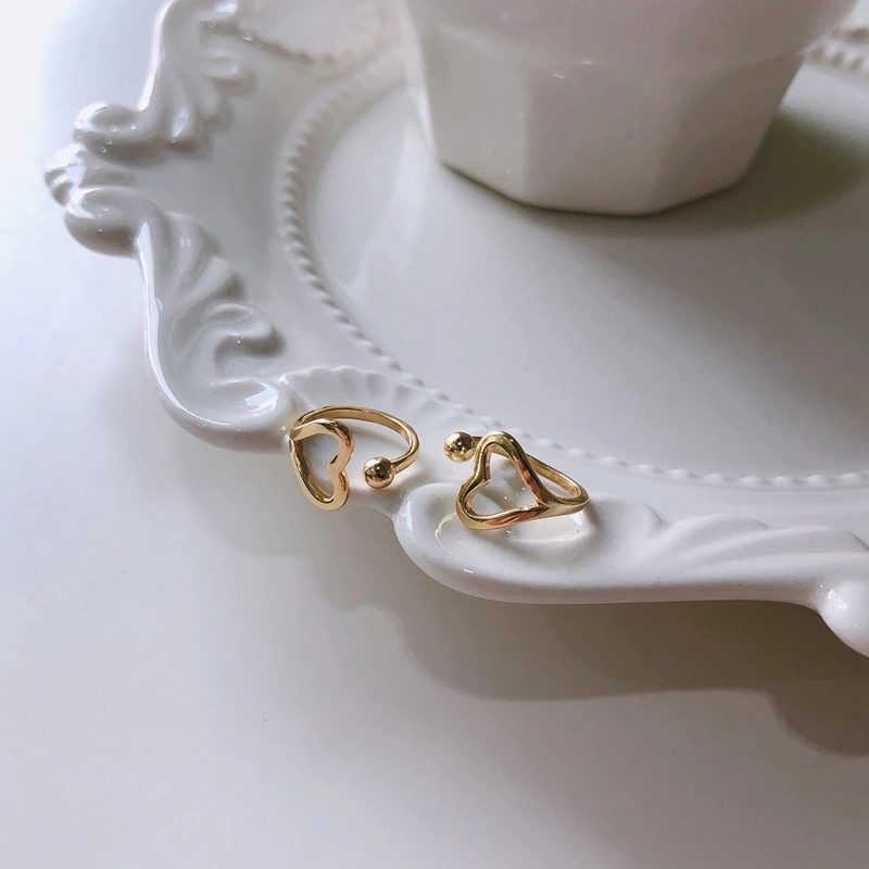 Серьги-клипсы в форме сердца, золото, 925 пробы, серебро, маленький шарик и пустотелое сердце, без серьга дырка, элегантные женские серьги, свадебные ювелирные изделия