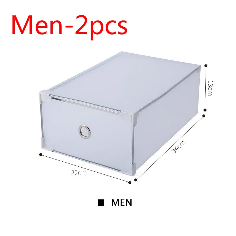 Men-2pcs Штабелируемый пластиковый ящик для хранения обуви Потяните тип прозрачный ящик для шкафа коробка для обуви разное отделка флип-бокс Органайзеры для хранения - Цвет: Men-2pcs