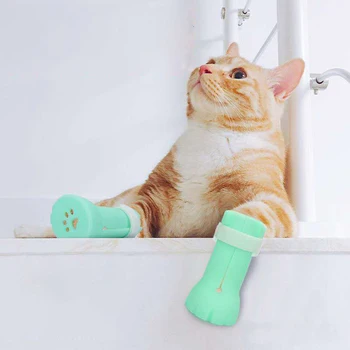 

4Pcs/lot Anti-biting Cat Claw Cover Soft Bath Washing Cat Paw Covers Prevent Anti-Scratching Cat Shoes Boots