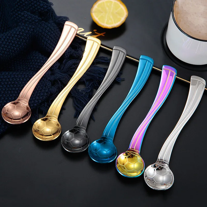 

VOGVIGO Coffe Spoon 1pcs Stainless Steel Creative Soccer Spoon Coffee Stirring Spoons Kids Ice Cream Scoop Tea Spoons