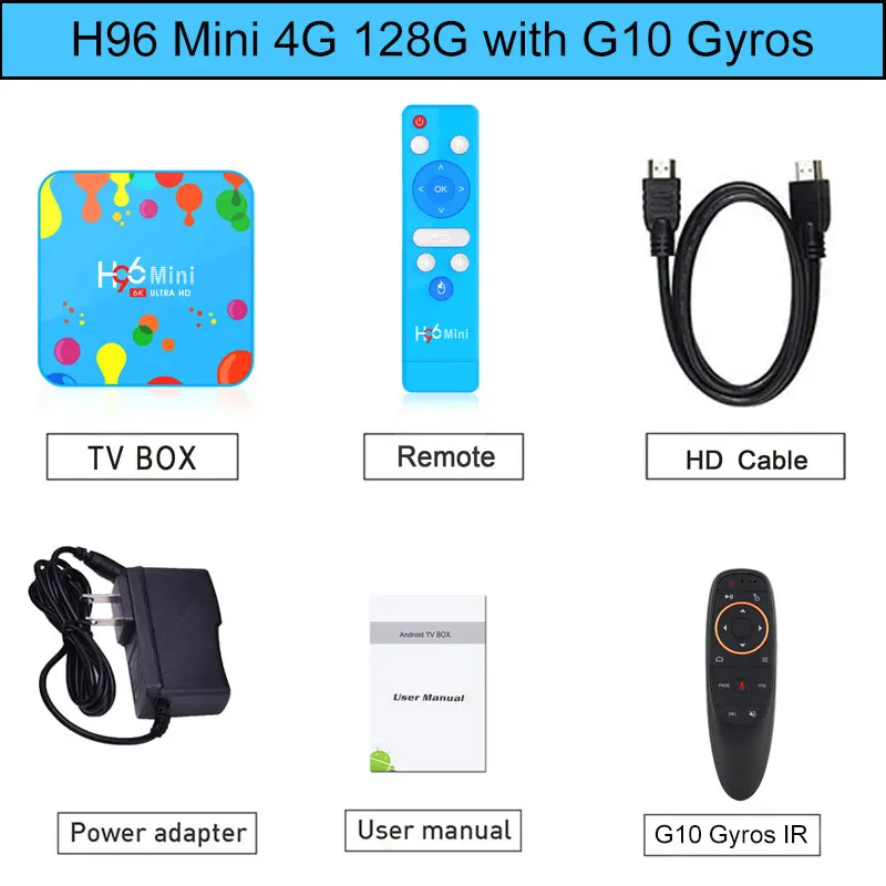 4G 128G n G10 Android приставка Full HD Smart tv приставка H96 Mini H6 Android 9,0 Bluetooth Ethernet 100M Wifi 2,4G/5,0G 6K для ip tv подписки - Цвет: 4G 128G n G10