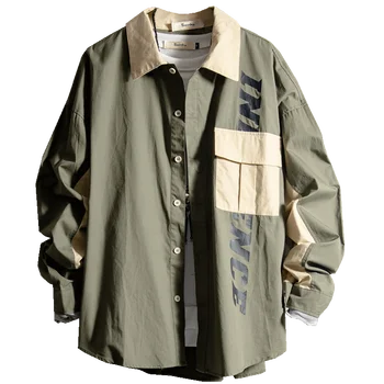 

Autumn Casual Stylish Shirt Men Long Sleeve Mens Printed Casual Shirts Cotton Long Sleeves Japanese Style Mens Shirts New II50CS