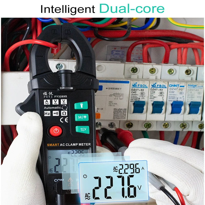 Smart Clamp Meter Digital Non-Contact 6000 Count Clamp Multimeter AC DC Clamp Meter Current Voltage Ture Rms NCV Multimeter Clam