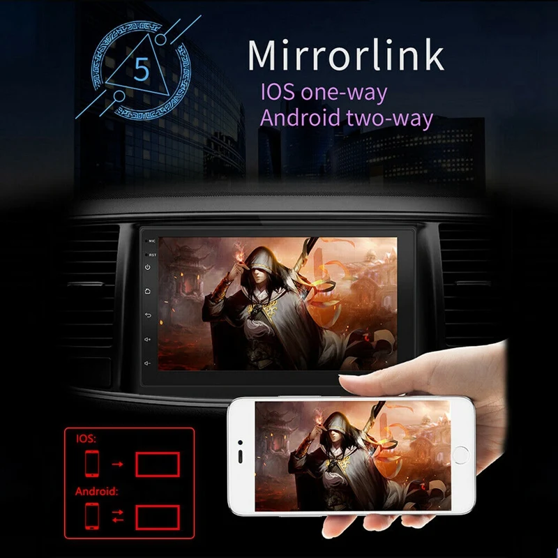 7 дюймов 2 Din Android 8,1 стерео MP5 плеер пресс экран FM радио gps WiFi BT головное устройство с камерой