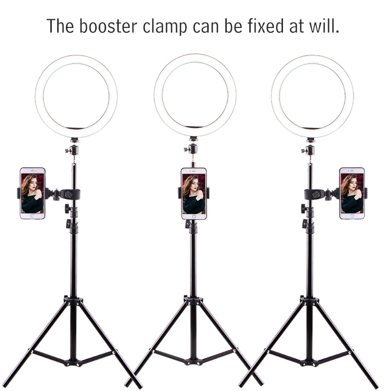 Фон для фотосъемки светодиодный Кольцевая вспышка для селфи 16/26 см с регулируемой яркостью Камера телефон кольцевая лампа с настольные штативы для макияжа видео для студий с живым звуком