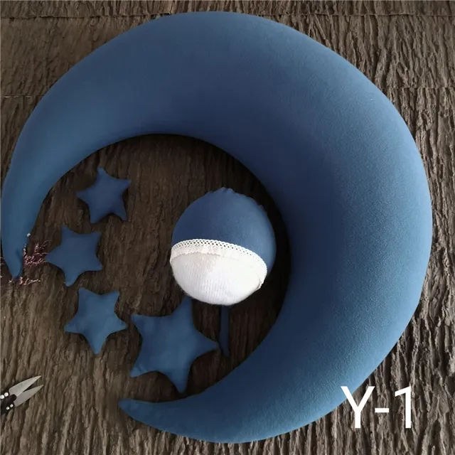 Baby Photography Accessories Newborn Props Moon Pillow Star Hat Set Studio Boy Girl Photo Shoot Background Fotografia Blanket Color 1