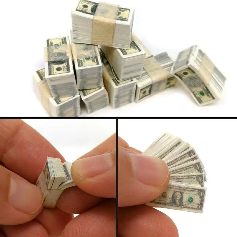 

New 100 Pieces/set 1:12 Mini 100 Dollars Dollhouse Accessories Toys Miniature Doll House Restaurant Play Toy Decoration Toys