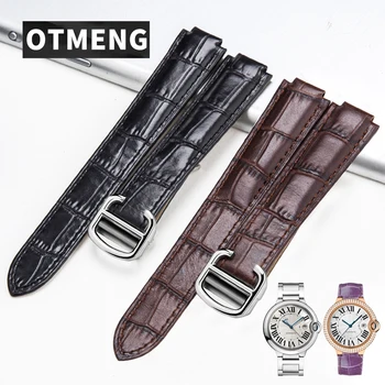 

watchband Ballon Bleu Genuine Leather Watch Band Strap Gold deployment Buckle Clasp fit red Pink 20mm 18mm for Cartier watchband