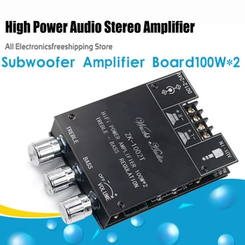 

ZK-1002T TPA3116D2 Bluetooth 5.0 Subwoofer Amplifier Board 2*100W 2.0 Channel High Power Audio Stereo Amplifier Board Bass AMP