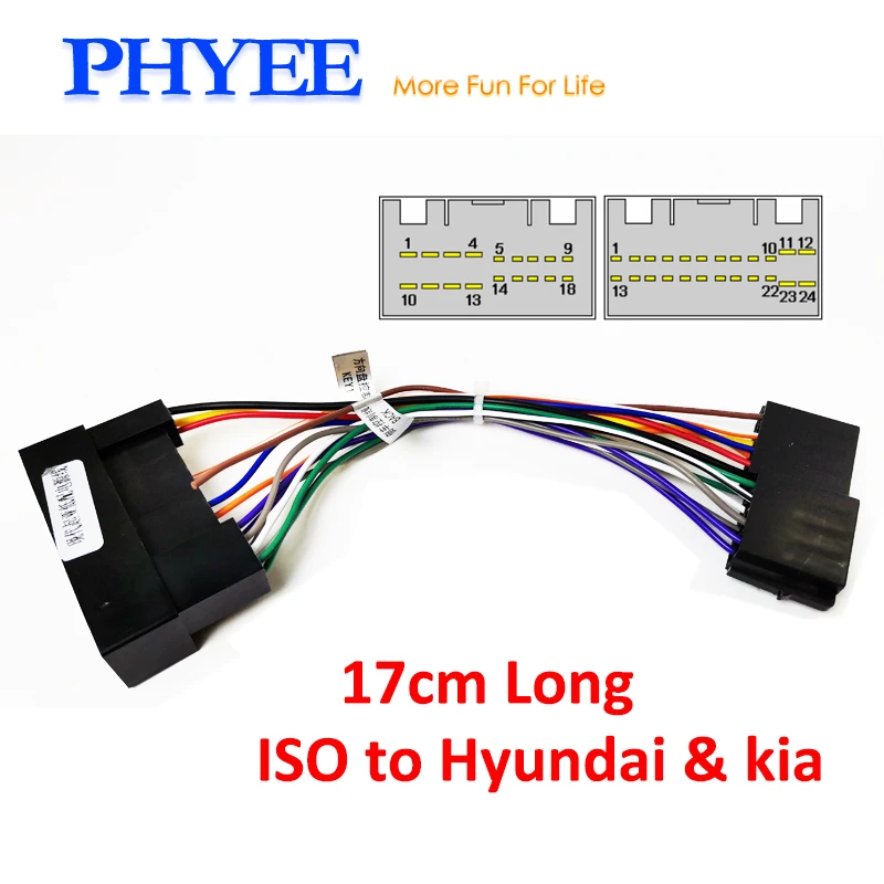 Car Radio Iso To Hyundai Kia Wiring Harness Adapter Universal Iso 10487