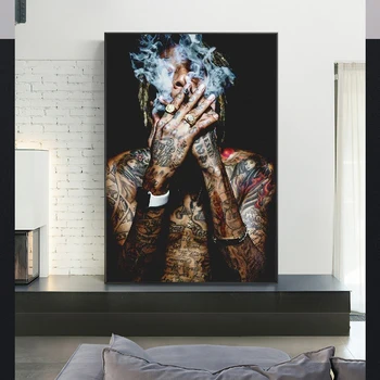 

Hip Hop Music Wiz Khalifa Rap Canvas Paintings Posters and Prints Unique Cuadros Wall Art Pictures for Living Room Home Decor