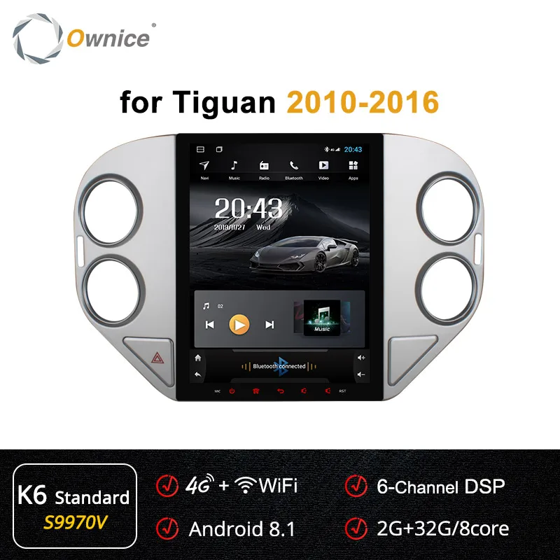 S9970 K6-Standard Owice Tesla стиль 8 ядерный Android 9,0 ips 9," Автомобильный мультимедийный плеер для VW Tiguan 2010- K6 Радио DVD PX6 4G DSP HDMI - Цвет: S9970 K6-Standard