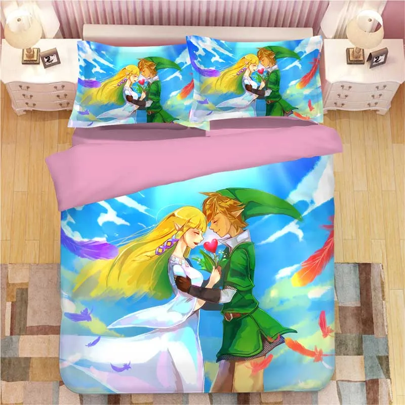 С игрой "Legend of Zelda" постельное белье Мультяшные игры пододеяльники наволочки одеяла комплекты постельного белья льняное постельное белье Комплект постельного белья - Цвет: 6