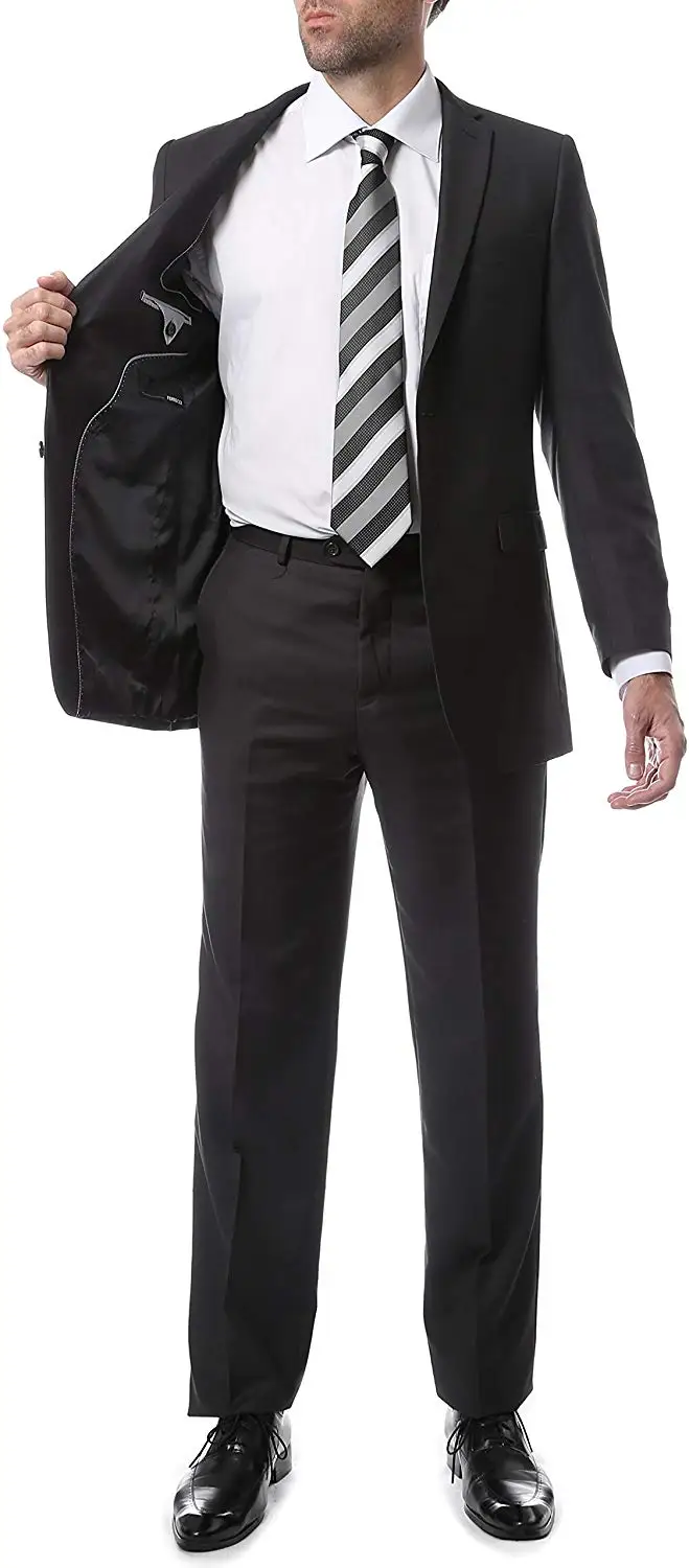 

Vintage Mens 2 Button Regular Fit Charcoal Groom Suit (Jacket+Pants+Tie+Vest)