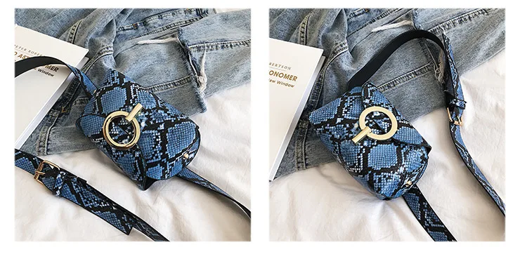 Модная сумка на пояс со змеиным принтом Дамская змеиная сумочка из искусственной кожи женские модели дикая сумка на одно плечо диагональная упаковка