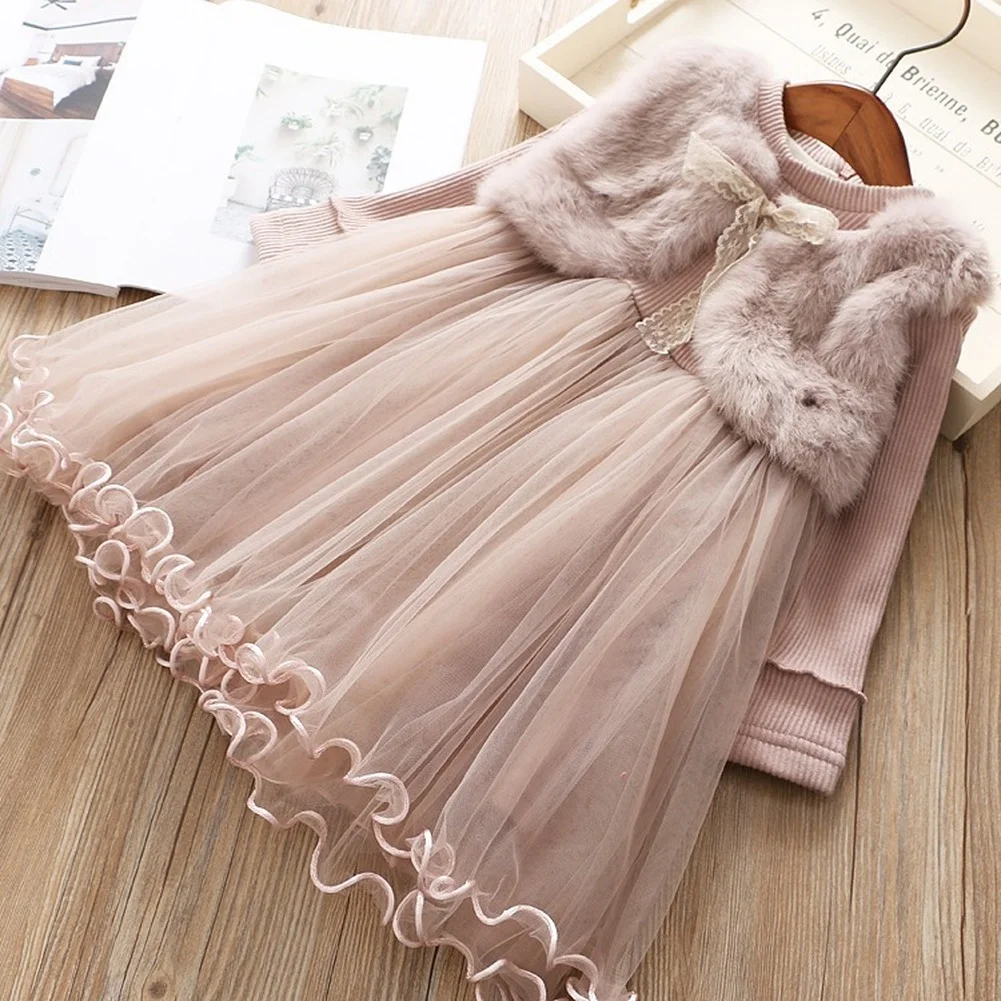 2021 New Spring Autumn Winter Clothes Plus Velvet Thick Dresses For girls baby Birthday princess 3-7Y | Детская одежда и обувь