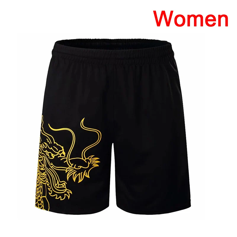 women golden shorts Мужская/женская одежда для настольного тенниса, рубашка для бадминтона, рубашка для настольного тенниса с коротким рукавом, спортивная одежда для бадминтона, костюм для пинг-понга - Цвет: women golden shorts