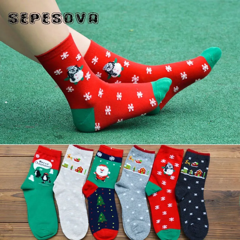 

Winter Christmas Women Socks Short White Snowflake Cartoon Animals Tree Pattern Sock Warm Wear Cute Fashion Cotton Boys Red Sox