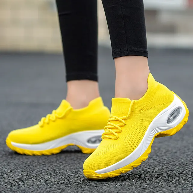 US $12.71 MWY Wedges Shoes For Women Yellow Sneakers Comfort Ladies Trainers Women Casual Shoes Platform Shoe