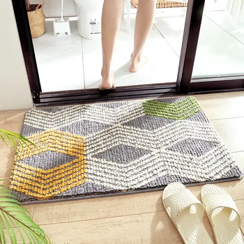 

Fashion Striped Bath Mat Flocking Absorbent Bathroom Rug Washable Bathroom Carpet Mat Soft Super Door Microfiber Machine