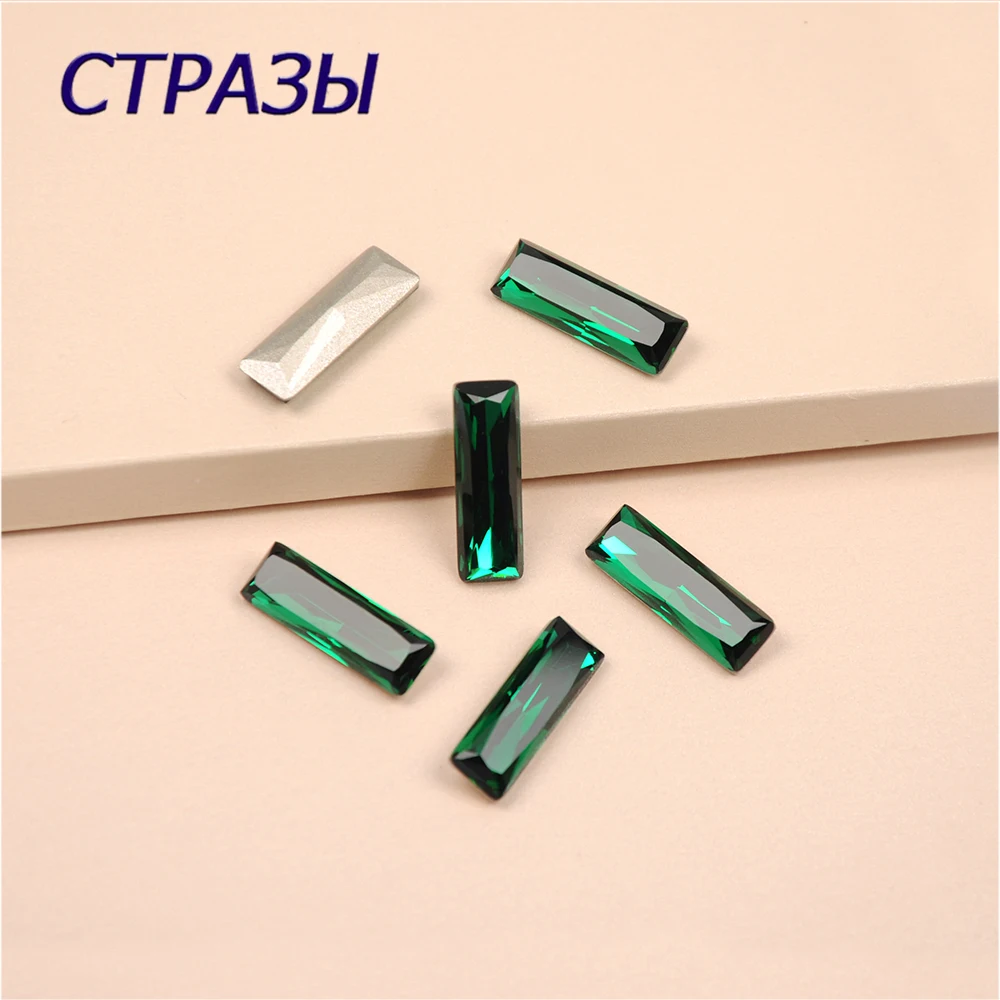 

Emerald Strass 4547 Princess Baguette Rhinestone Glass Sew on Rhinestones With Gold Silver Claw For Sewing Diy Garments Jewel