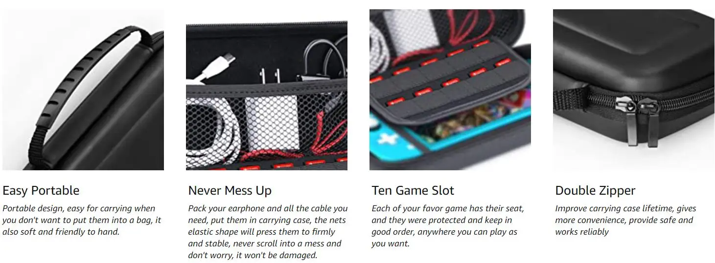 HEYSTOP Compatible Nintendo Switch Lite Case Bag 10 Games Card Storage and Portable Design Console Accessories