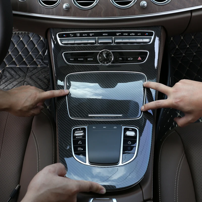 2 шт., настоящее углеродное волокно для Mercedes benz E Class W213, автомобильная центральная консоль, накладка, автомобильные аксессуары