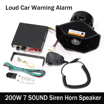 

NEW 12V 200W 7 Sound Tones Loud Car Warning Alarm Police Siren Horn Speaker with MIC System
