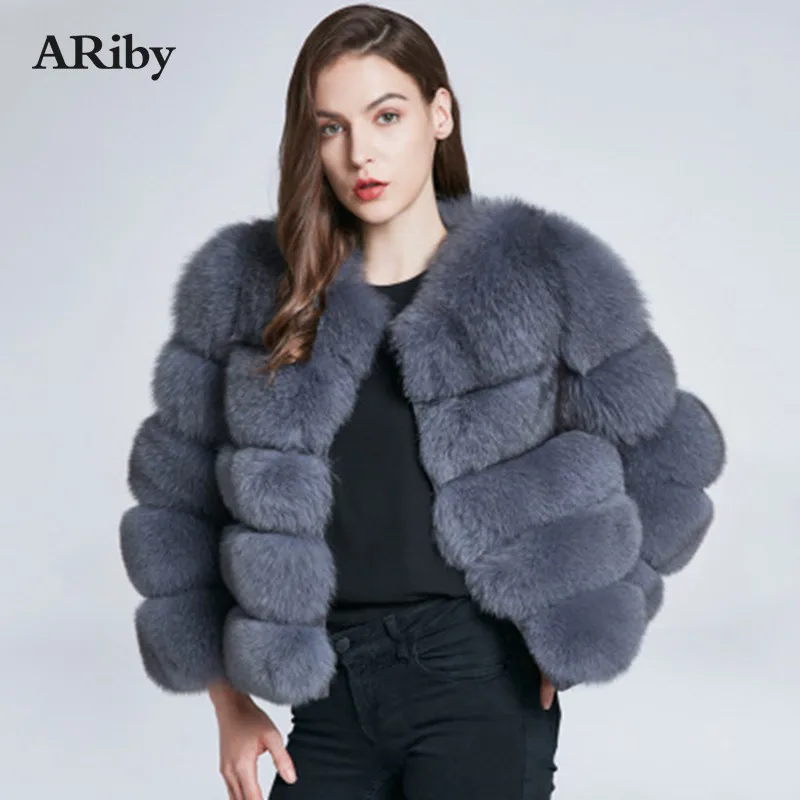 ARiby норковая шуба женская зимняя мода разноцветная из искусственного меха