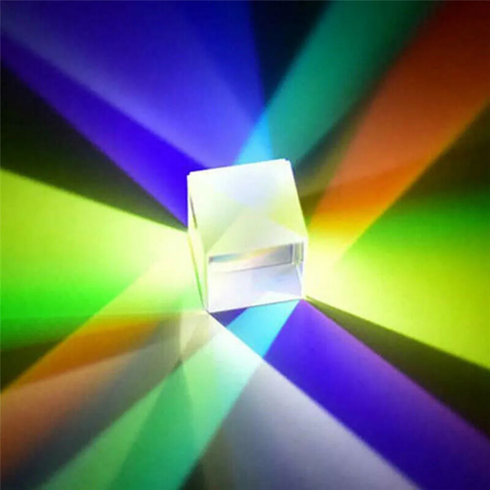 1PC Cube composite color prism Optical Glass Dichroic Combiner Splitter Gift Soft Well Party lighting props Decorations for Home