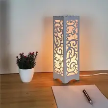 Минималистский цвета слоновой кости белого дерева, пластиковые пластины светодиодный настольная лампа, абстрактный дизайн через-уход Спальня прикроватный столик украшения Abajur