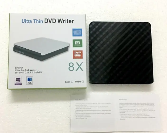 Внешний USB3.0 DVD RW CD Writer тонкий оптический привод горелки ридер плеер лоток тип портативный для портативных ПК