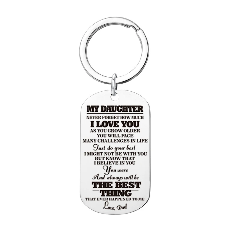 Выгравированное черное ожерелье из нержавеющей стали для моей дочери сына, большие металлические бирки, подвески, ожерелье s Love, подарки от мамы и папы - Окраска металла: keychain 7