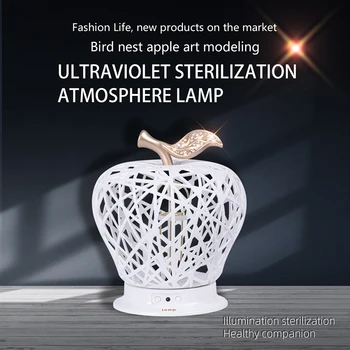 

2.1W LED Atmosphere Night Lights Hollow-out Apple Bedroom Table Lamp USB Charging Three-Gear Sterilization Table Lamp