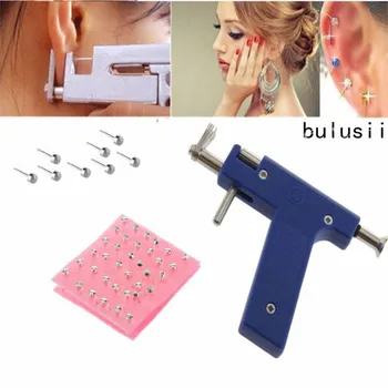 

1Set Professional Steel Ear Nose Navel Body Piercing G un 72pcs Studs Tool Kit Set