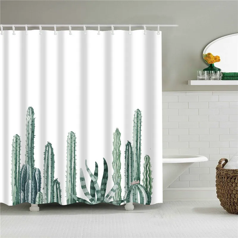 Растение кактус занавеска для душа 3D печать для взрослых детей для ванны водонепроницаемый из полиэстера занавеска с крючками «Cortina de» Ducha - Цвет: b1109