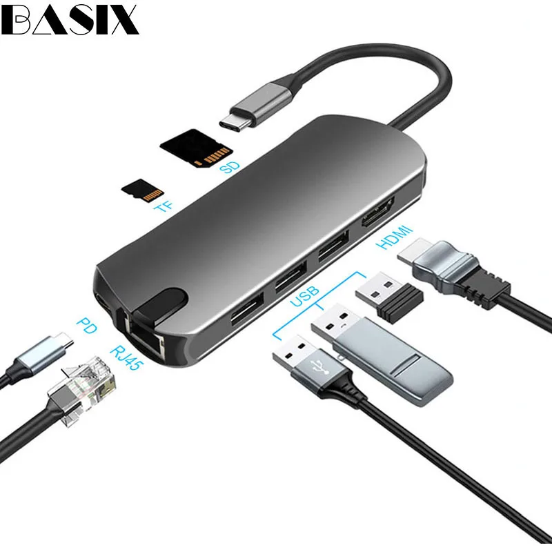 Basix USB концентратор C концентратор для Мульти USB 3,0 HDMI адаптер док-станция для MacBook Pro Аксессуары USB-C Тип C 3,1 сплиттер 3 порта USB C концентратор