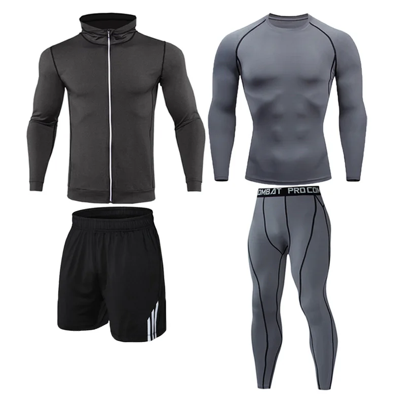 Men's Compression Sportswear Suits Gym Tights Training Clothes Workout Sports Set Running Tracksuit Dry Fit Super Elastic
