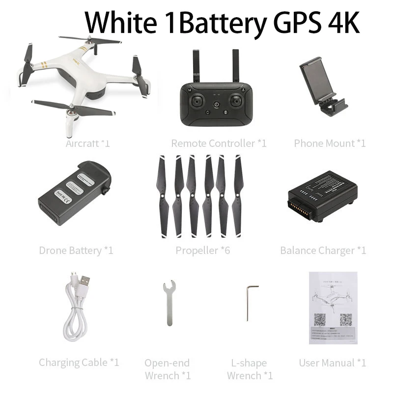 X7p Дрон с GPS с 5g 4k камерой Hd 1200 метров Расстояние управления Профессиональный Квадрокоптер долгое время полета Fpv Rc игрушки - Цвет: White 1B GPS 4K