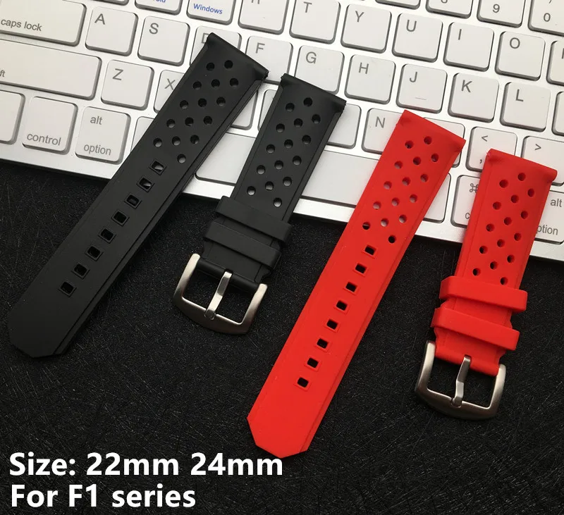 

Common using 22mm 24mm soft nature rubber watchband Silicone Watch Band for TAG strap for Heuer Belts F1 series Men's Bracelets